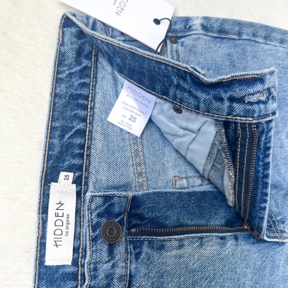 HIDDEN Dad Jean High Rise Wide Straight Leg Distressed 100% Cotton Jeans - Picture 7 of 12